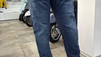 PMJ Deux Herren-Hose dunkelblau, inkl. Ledergürtel & Protektoren - EU-Größe: 44 (Länge: 32 Inch)