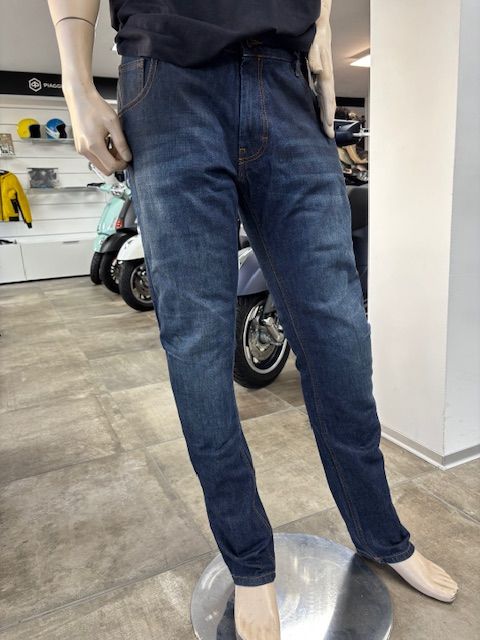 PMJ Deux Herren-Hose dunkelblau, inkl. Ledergürtel & Protektoren - EU-Größe: 48 (Länge: 32 Inch)